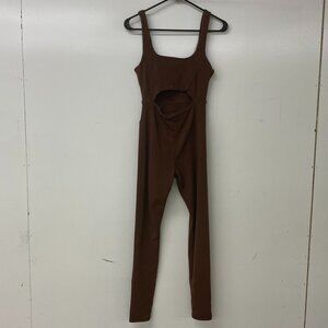Brown Active Cutout Jumpsuit
